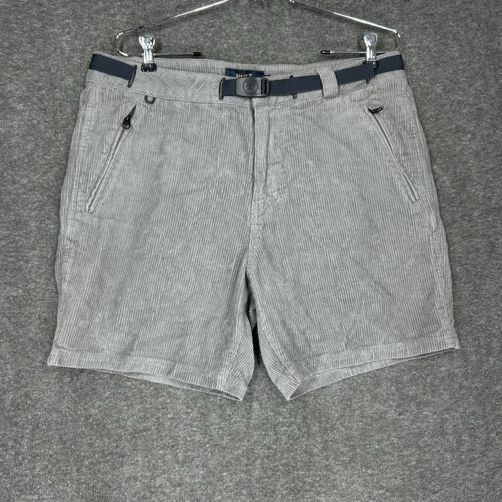 Roark Campover Corduroy Shorts‎ Mens 33 Gray Belted 7" inseam